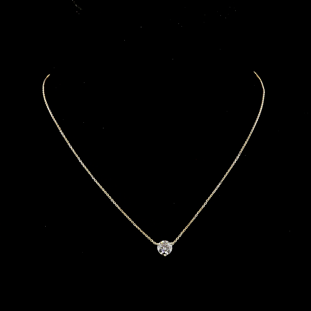1.02 CT Round Lab Grown Diamond Solitaire Pendant in 14K Yellow Gold – detail