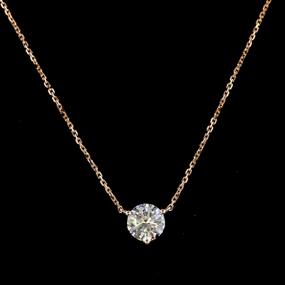 1.02 CT Round Lab Grown Diamond Solitaire Pendant in 14K Rose Gold