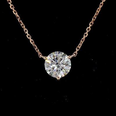 1.02 CT Round Lab Grown Diamond Solitaire Pendant in 14K Rose Gold – close-up