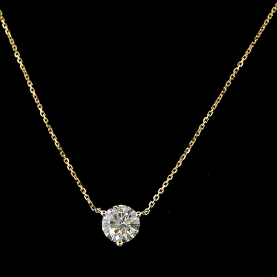 1.52 CT Round Lab Grown Diamond Solitaire Pendant in 14K Yellow Gold