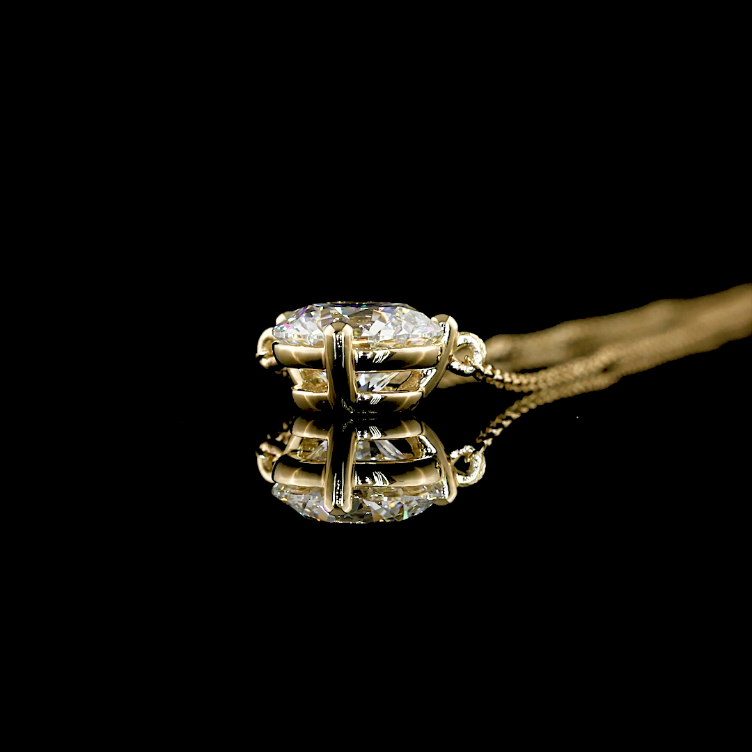 1.52 CT Round Lab Grown Diamond Solitaire Pendant in 14K Yellow Gold – side view