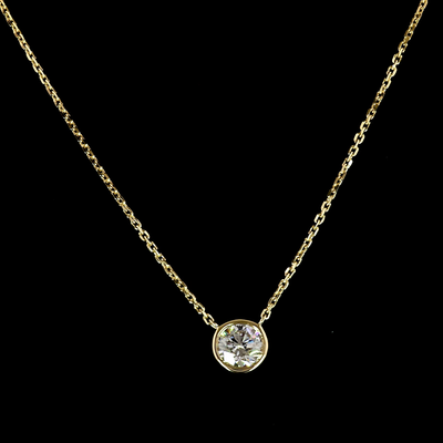 0.52 CT Round Lab Grown Diamond Pendant in 14K Yellow Gold