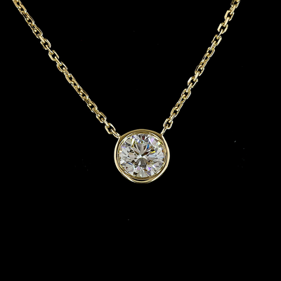 0.52 CT Round Lab Grown Diamond Pendant in 14K Yellow Gold