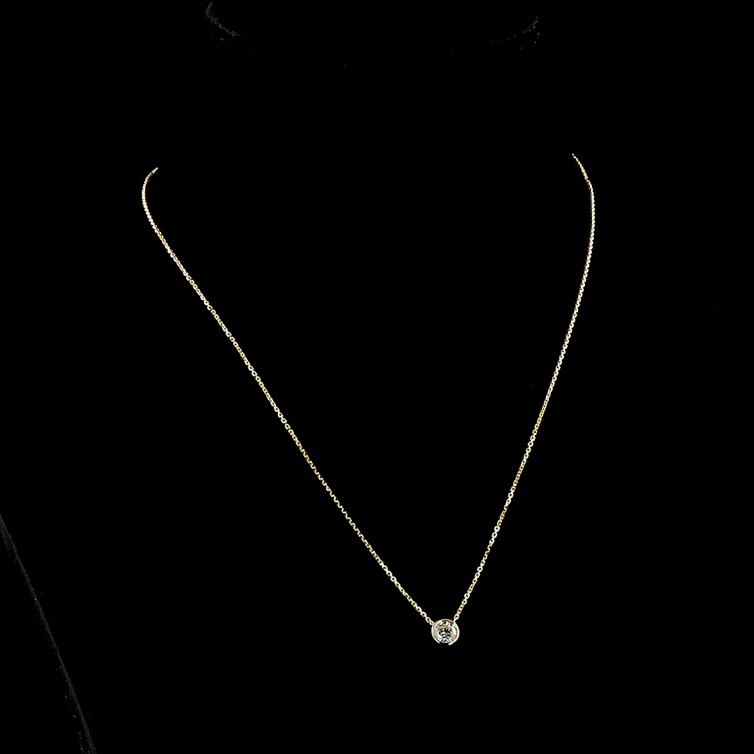 0.52 CT Round Lab Grown Diamond Pendant in 14K Yellow Gold
