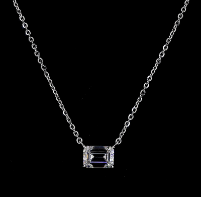 1.03 CT Emerald Lab Grown Diamond Solitaire Pendant in 14K White Gold