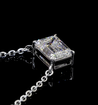 1.03 CT Emerald Lab Grown Diamond Solitaire Pendant in 14K White Gold – close-up