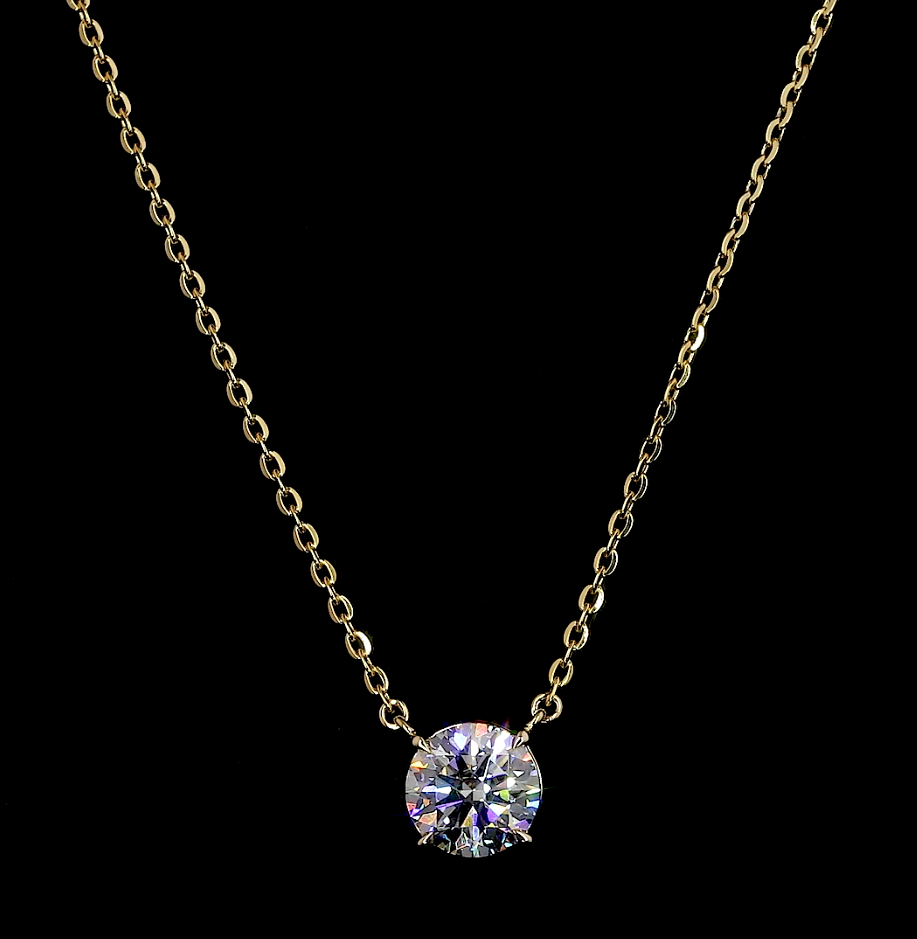 2.07 CT Round Lab Grown Diamond Solitaire Pendant in 14K Yellow Gold