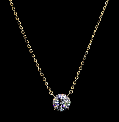 2.07 CT Round Lab Grown Diamond Solitaire Pendant in 14K Yellow Gold