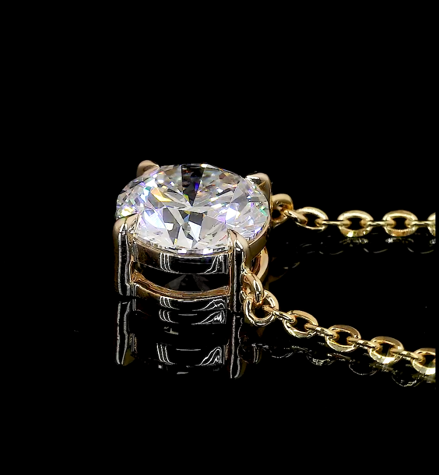 2.07 CT Round Lab Grown Diamond Solitaire Pendant in 14K Yellow Gold – close-up