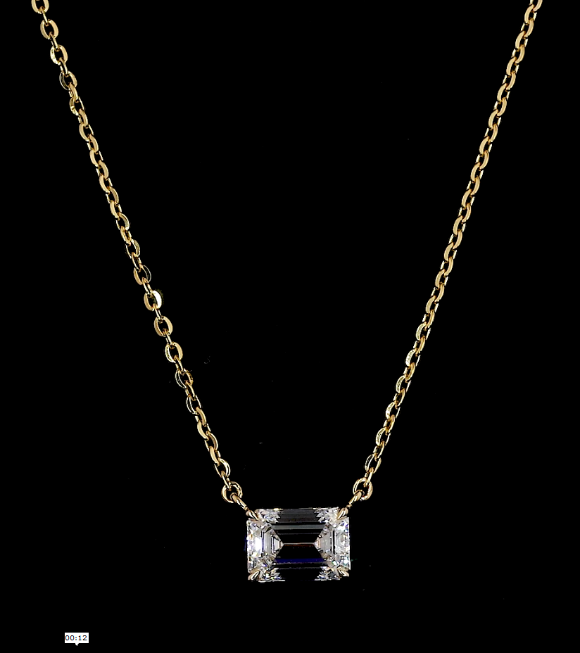 1.04 CT Emerald Lab Grown Diamond Solitaire Pendant in 14K Yellow Gold