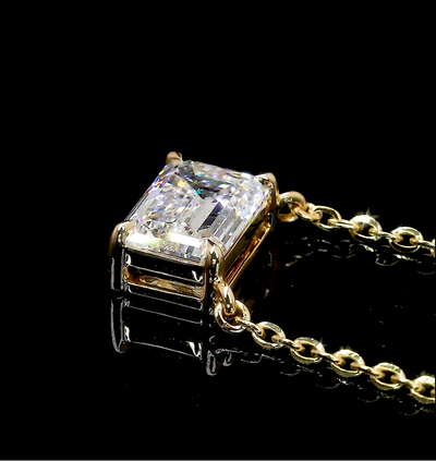 1.04 CT Emerald Lab Grown Diamond Solitaire Pendant in 14K Yellow Gold – close-up