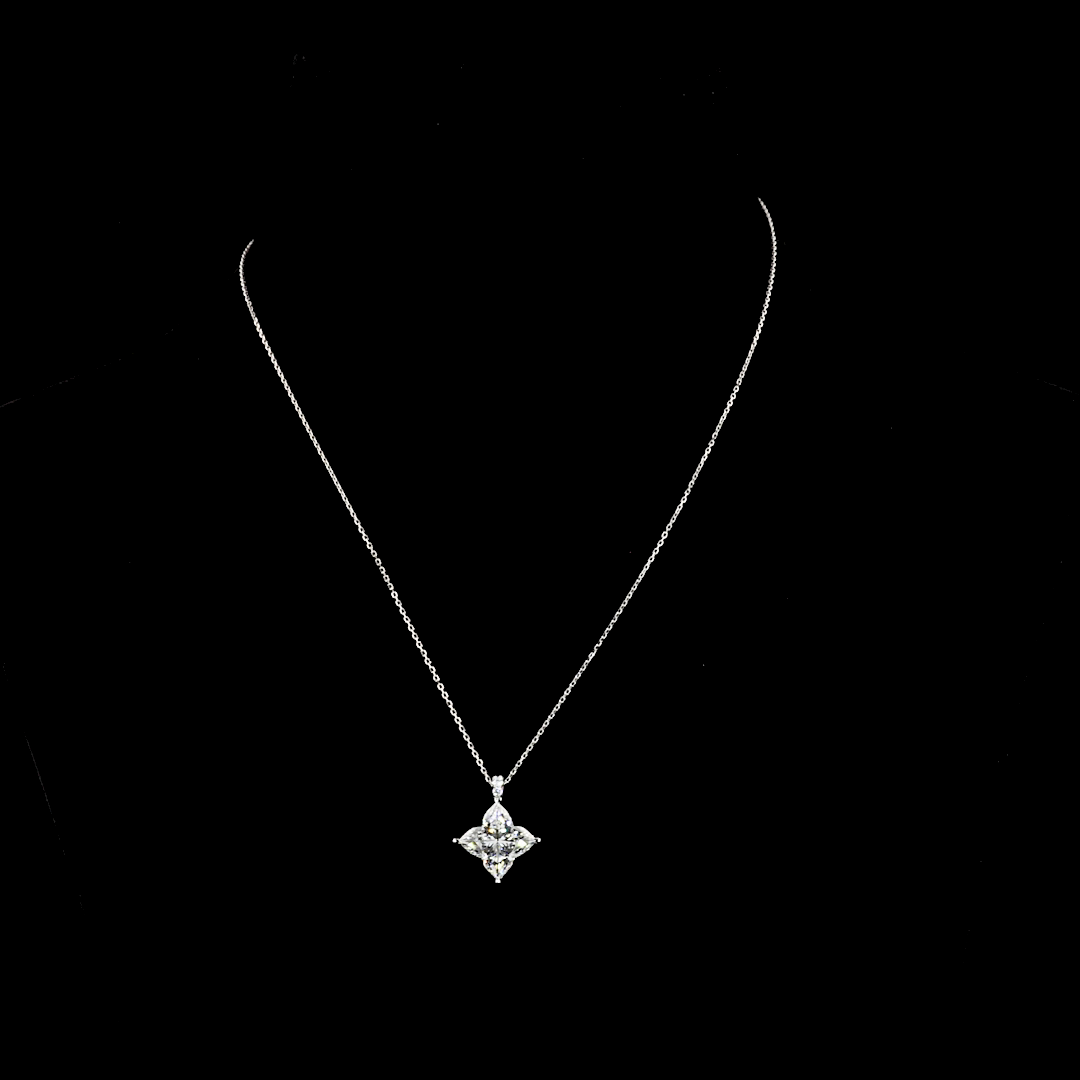5.11 CT Princess Lab Grown Diamond Pendant in 14K White Gold