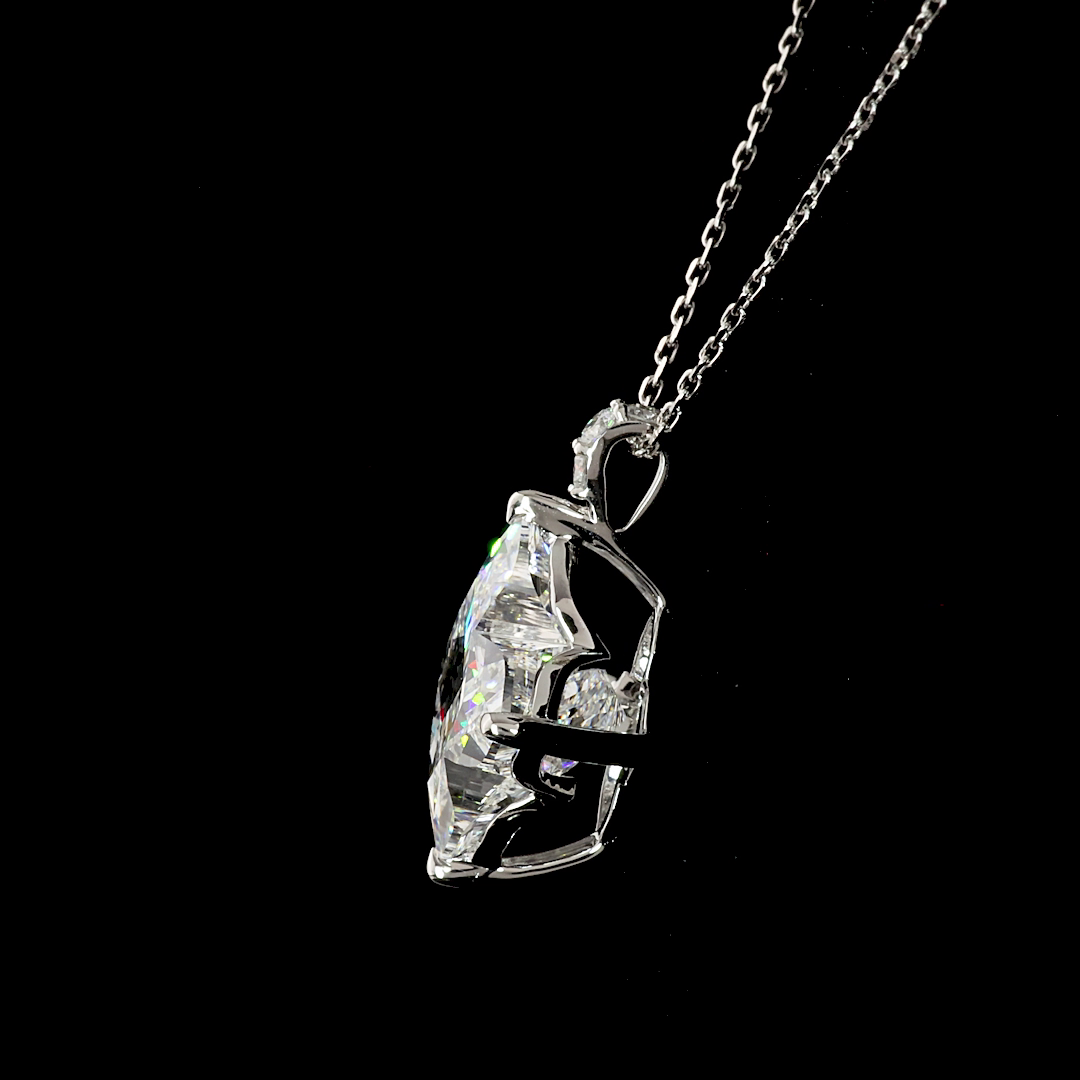 5.11 CT Princess Lab Grown Diamond Pendant in 14K White Gold – close-up