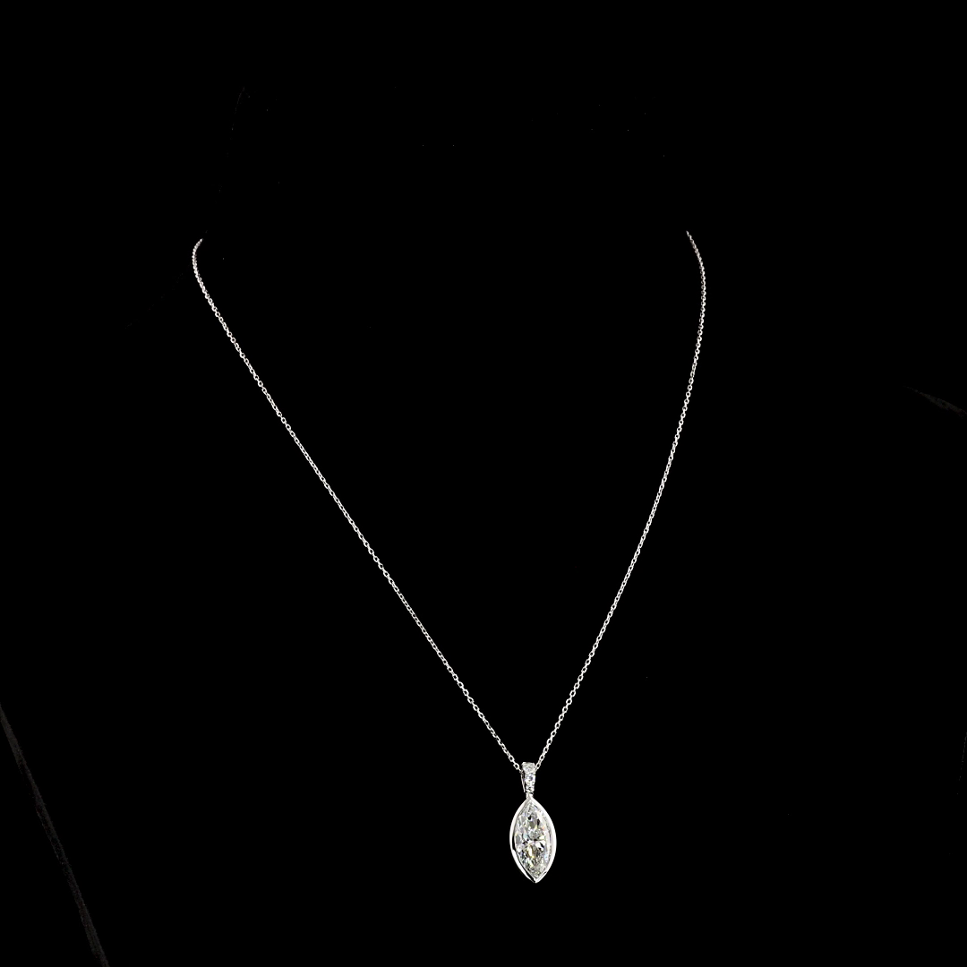 2.62 CT Marquise Lab Grown Diamond Pendant in 14K White Gold