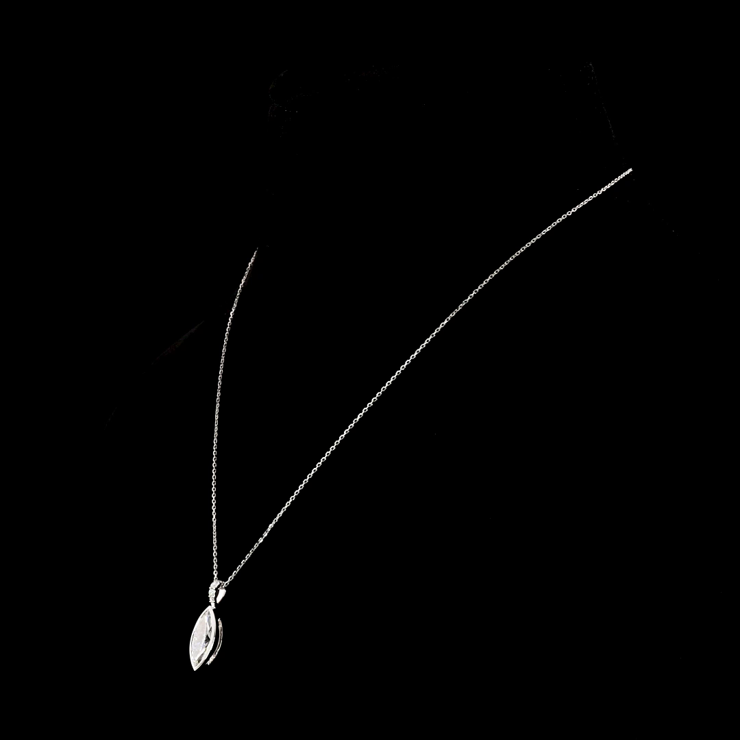 2.62 CT Marquise Lab Grown Diamond Pendant in 14K White Gold – side view