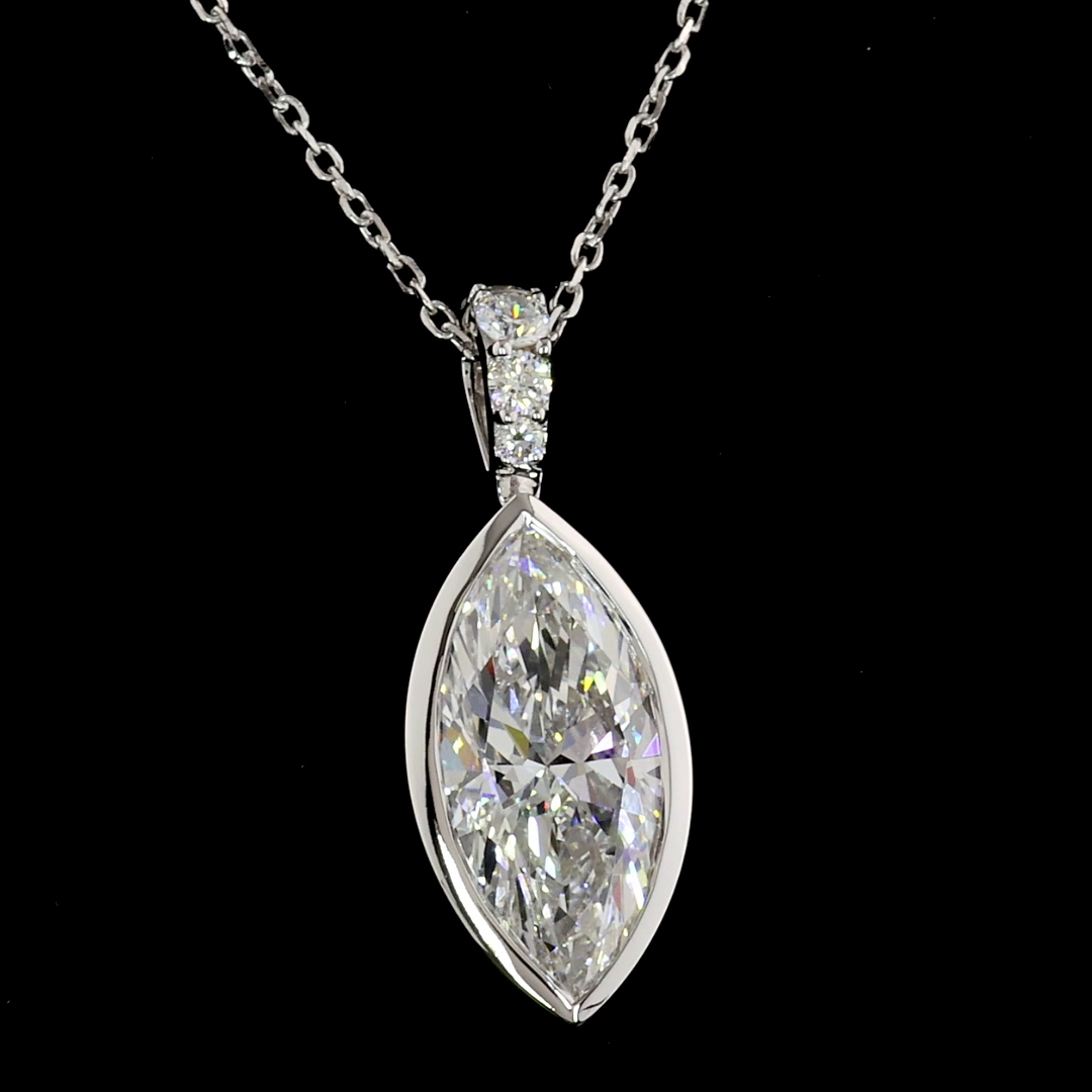 2.62 CT Marquise Lab Grown Diamond Pendant in 14K White Gold – close-up