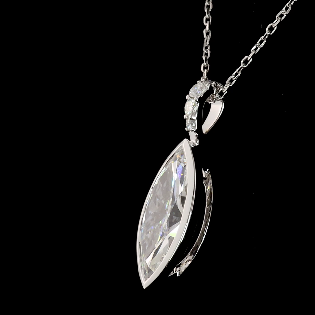 2.62 CT Marquise Lab Grown Diamond Pendant in 14K White Gold – detail