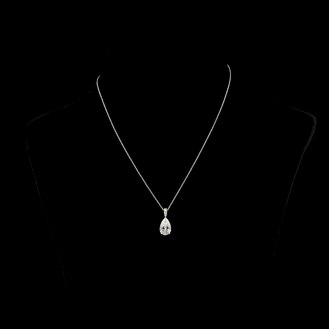 2.67 CT Pear Lab Grown Diamond Pendant in 14K White Gold