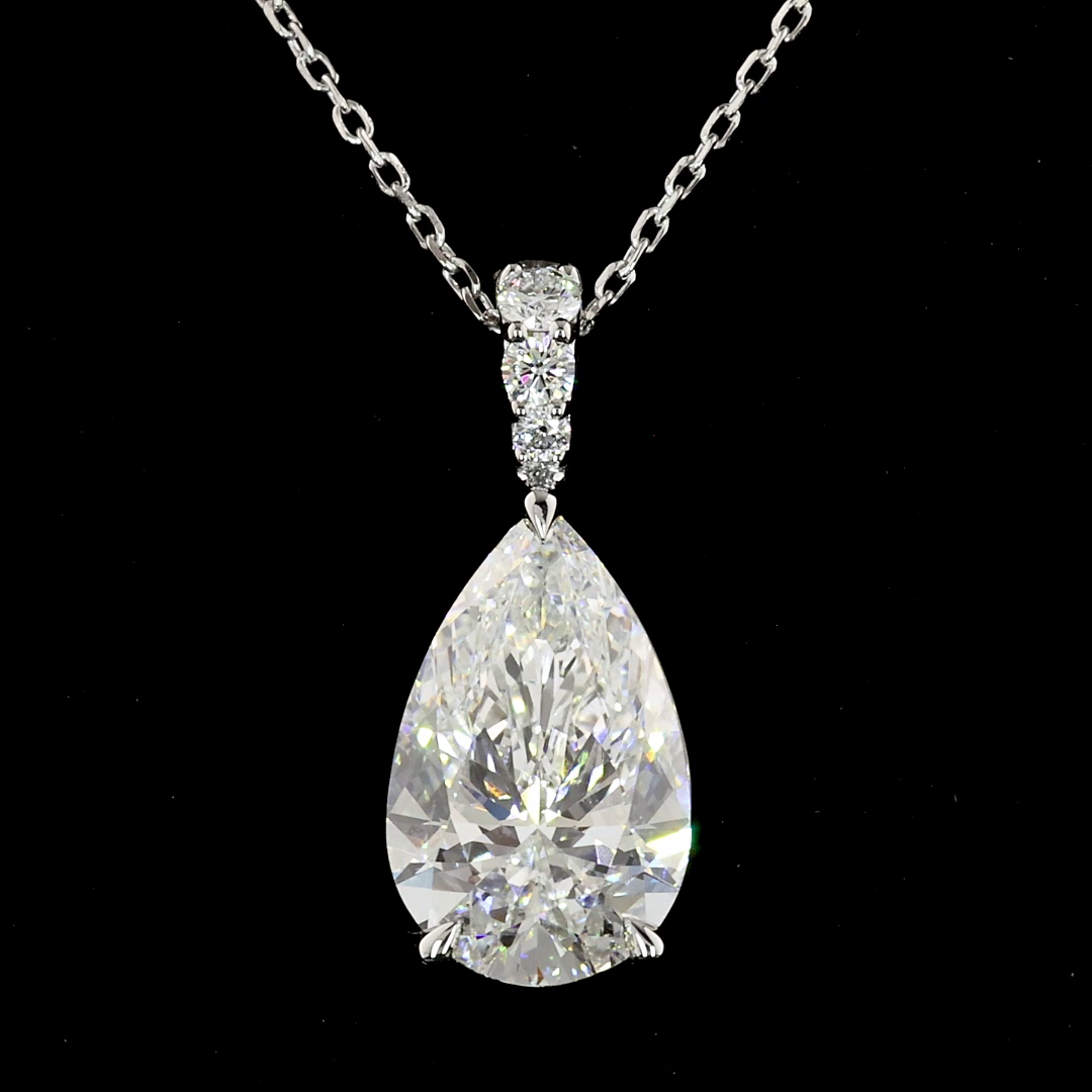 2.67 CT Pear Lab Grown Diamond Pendant in 14K White Gold – side view