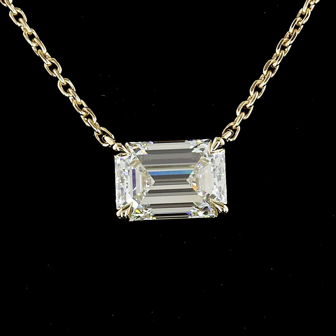 1.0 CT Emerald Lab Grown Diamond Solitaire Pendant in 14K Yellow Gold