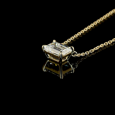 1.0 CT Emerald Lab Grown Diamond Solitaire Pendant in 14K Yellow Gold – close-up