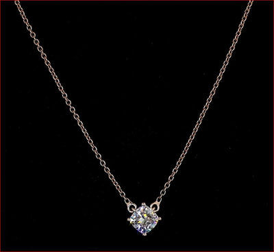 0.76 CT Cushion Lab Grown Diamond Solitaire Pendant in 14K Rose Gold