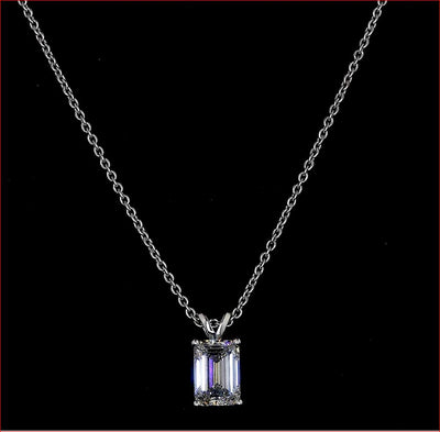 1.32 CT Emerald Lab Grown Diamond Solitaire Pendant in 14K White Gold