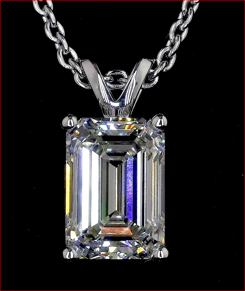 1.32 CT Emerald Lab Grown Diamond Solitaire Pendant in 14K White Gold – detail