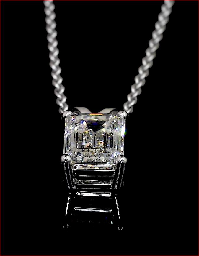 1.32 CT Emerald Lab Grown Diamond Solitaire Pendant in 14K White Gold – close-up