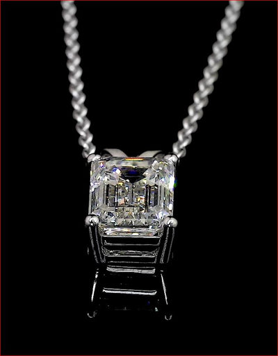 1.32 CT Emerald Lab Grown Diamond Solitaire Pendant in 14K White Gold – close-up