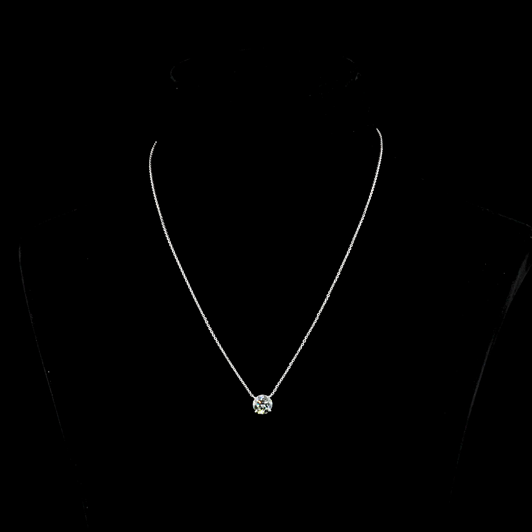 1.61 CT Round Lab Grown Diamond Solitaire Pendant in 14K White Gold