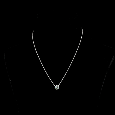 1.61 CT Round Lab Grown Diamond Solitaire Pendant in 14K White Gold