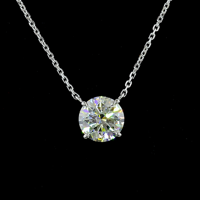 1.61 CT Round Lab Grown Diamond Solitaire Pendant in 14K White Gold – close-up