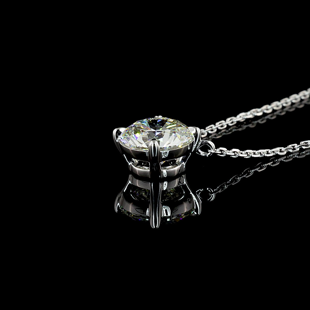 1.61 CT Round Lab Grown Diamond Solitaire Pendant in 14K White Gold – detail