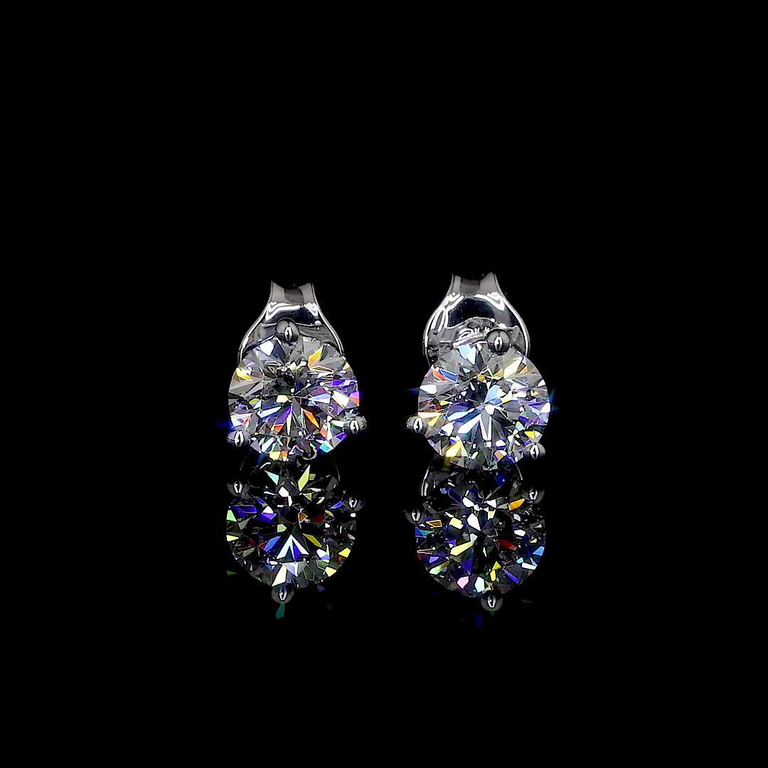 0.74 CT Round Lab Grown Diamond Martini Earrings in 18K White Gold