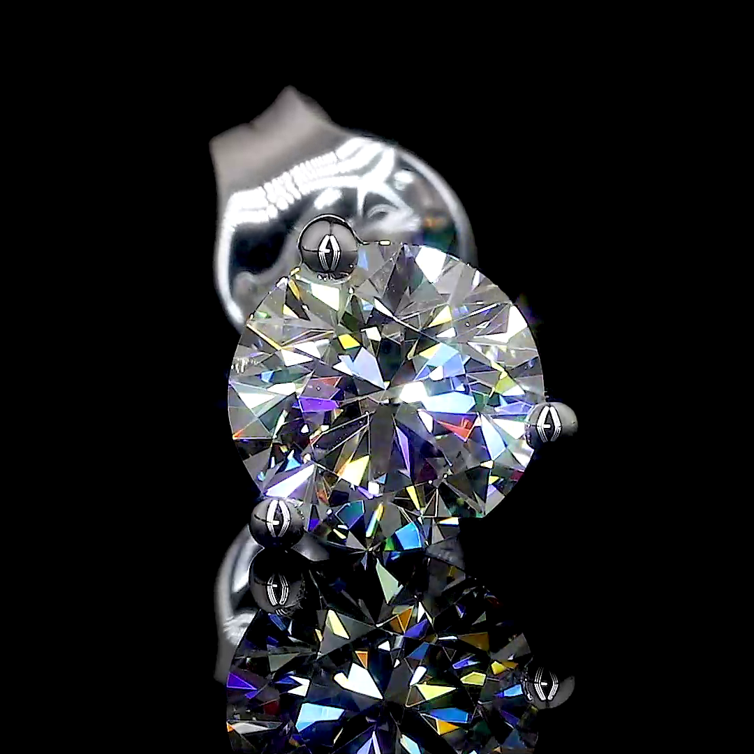 0.74 CT Round Lab Grown Diamond Martini Earrings in 18K White Gold