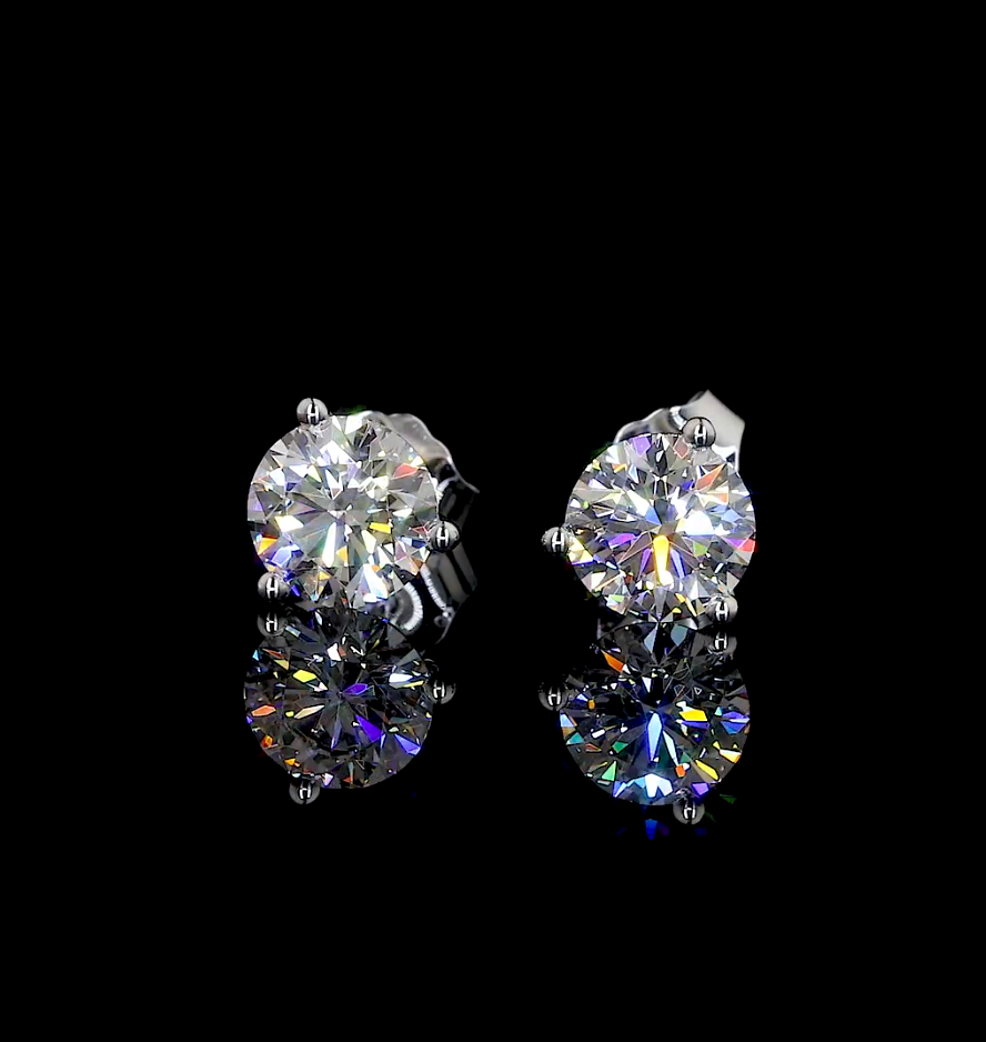 3.54 CT Round Lab Grown Diamond Martini Earrings in 14K White Gold