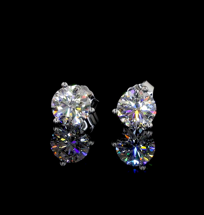 3.54 CT Round Lab Grown Diamond Martini Earrings in 14K White Gold