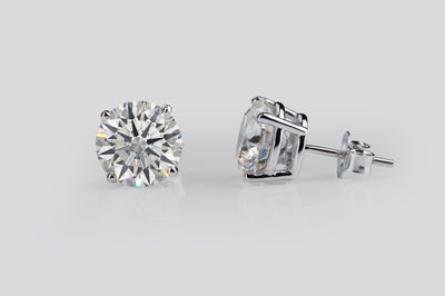 0.53 CT Round Lab Grown Diamond Stud Earrings in 18K White Gold