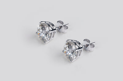 1.1 CT Round Lab Grown Diamond Stud Earrings in 18K White Gold