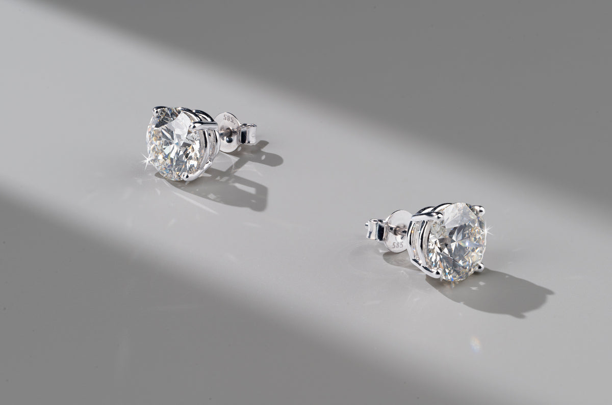 0.53 CT Round Lab Grown Diamond Stud Earrings in 18K White Gold