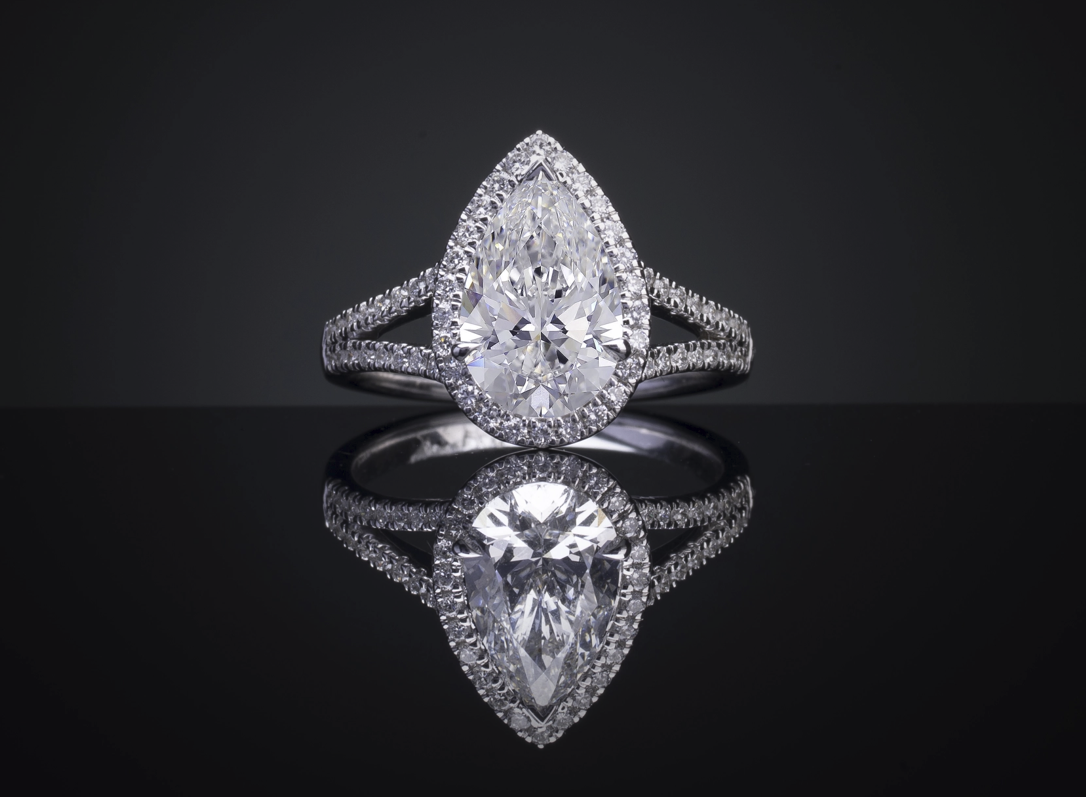 7.46 CT Pear Lab Grown Diamond Engagement Ring in 14K White Gold
