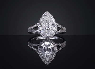 7.46 CT Pear Lab Grown Diamond Engagement Ring in 14K White Gold