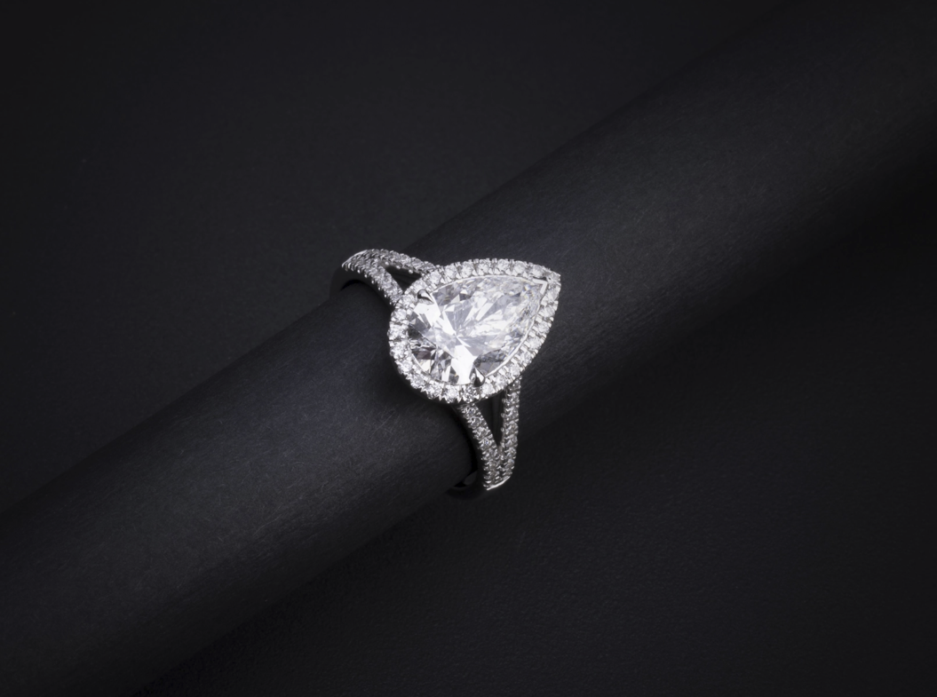 7.46 CT Pear Lab Grown Diamond Engagement Ring in 14K White Gold