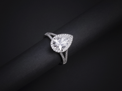 7.46 CT Pear Lab Grown Diamond Engagement Ring in 14K White Gold