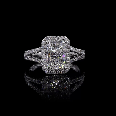 16.12 CT Radiant Lab Grown Diamond Engagement Ring in 14K White Gold