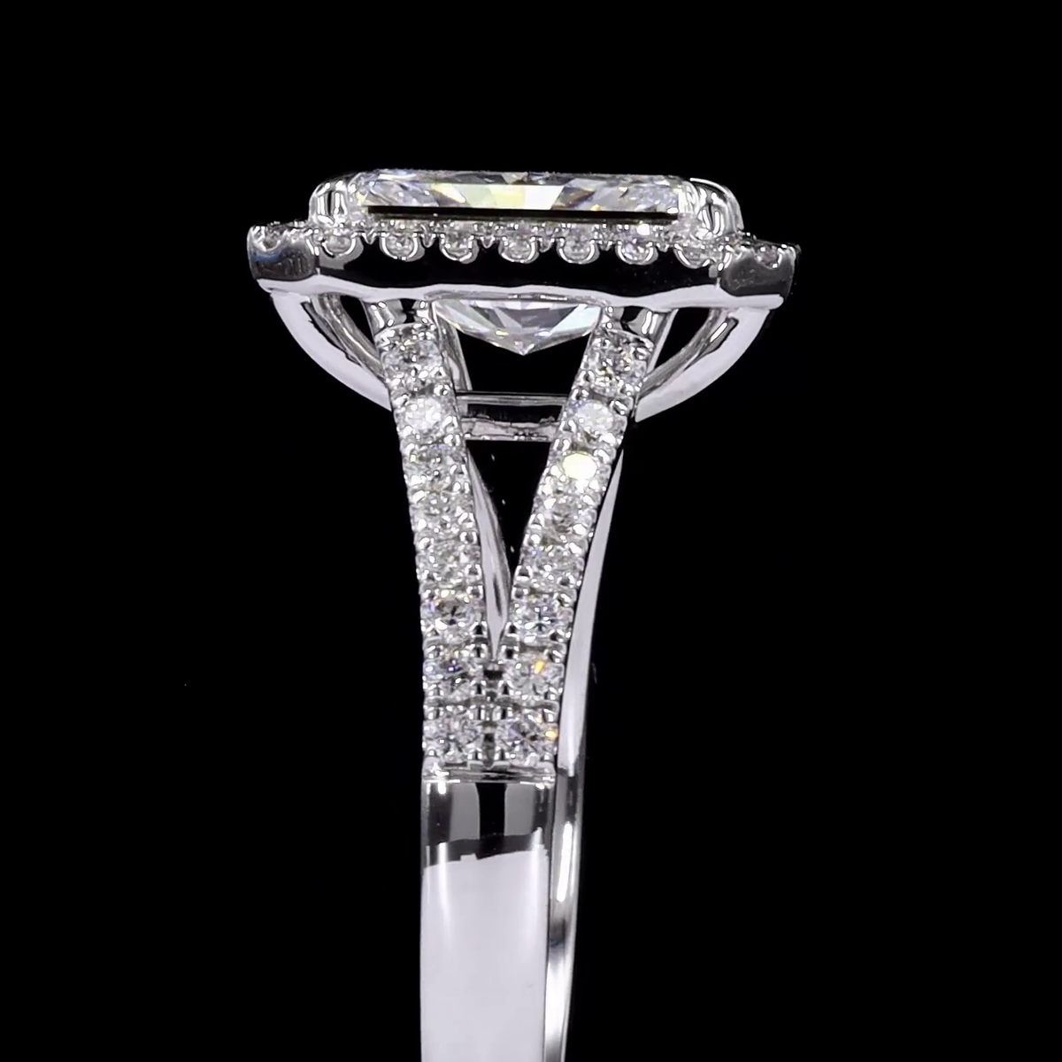 16.12 CT Radiant Lab Grown Diamond Engagement Ring in 14K White Gold