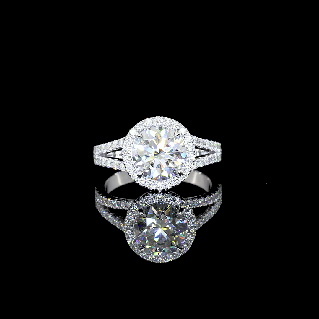 9.17 CT Round Lab Grown Diamond Engagement Ring in 14K White Gold