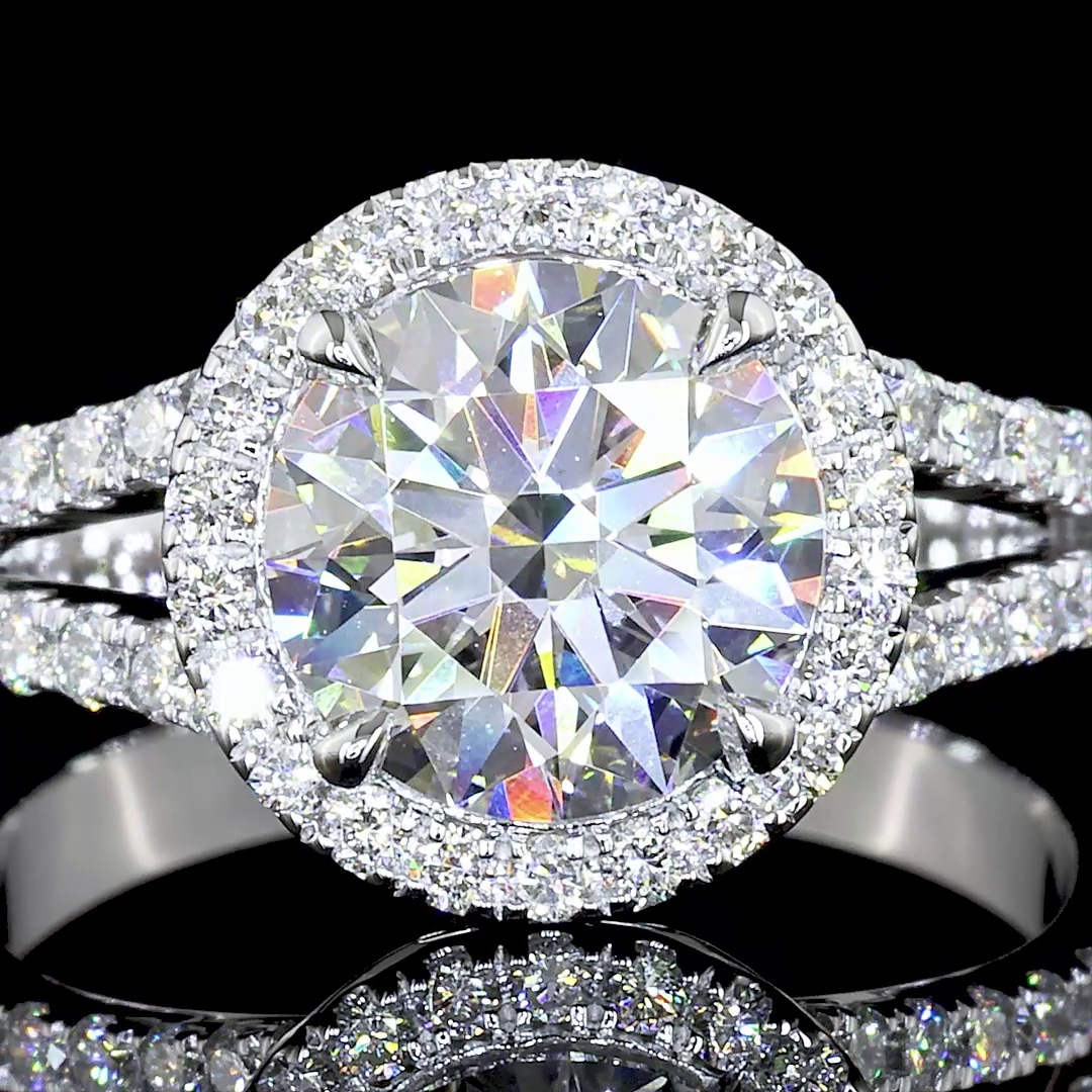 9.17 CT Round Lab Grown Diamond Engagement Ring in 14K White Gold