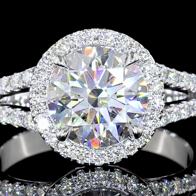 9.17 CT Round Lab Grown Diamond Engagement Ring in 14K White Gold